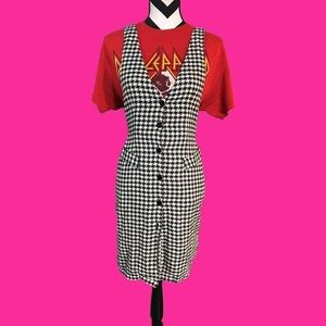 Houndstooth Jumper/Overall/Pinafore Layering Dress